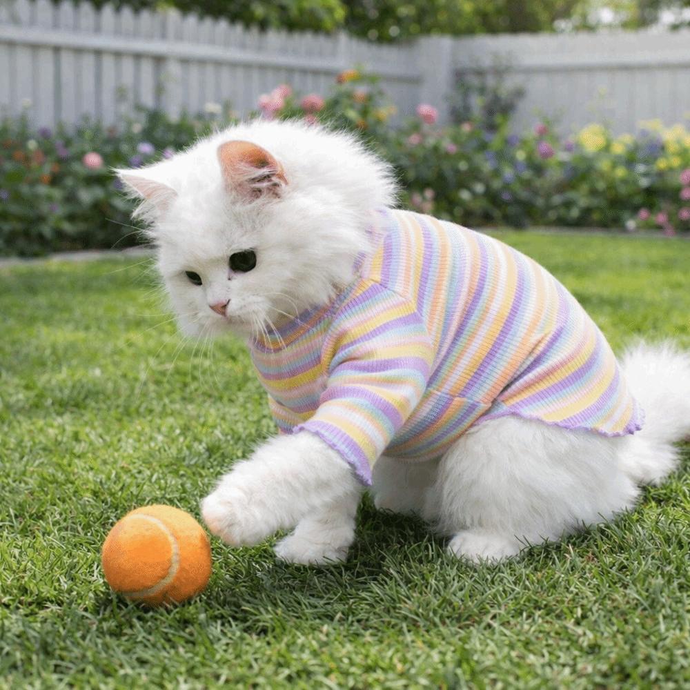 Rainbow Pet Long Sleeve Shirt Stretchable Two Legged Puppy Vest Dogs T-shirt  Autumn Winter Season