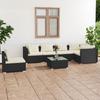Vidaxl 7-Cz. Conjunto de Muebles de Jardín, Cojines, Ratán Pe Negro