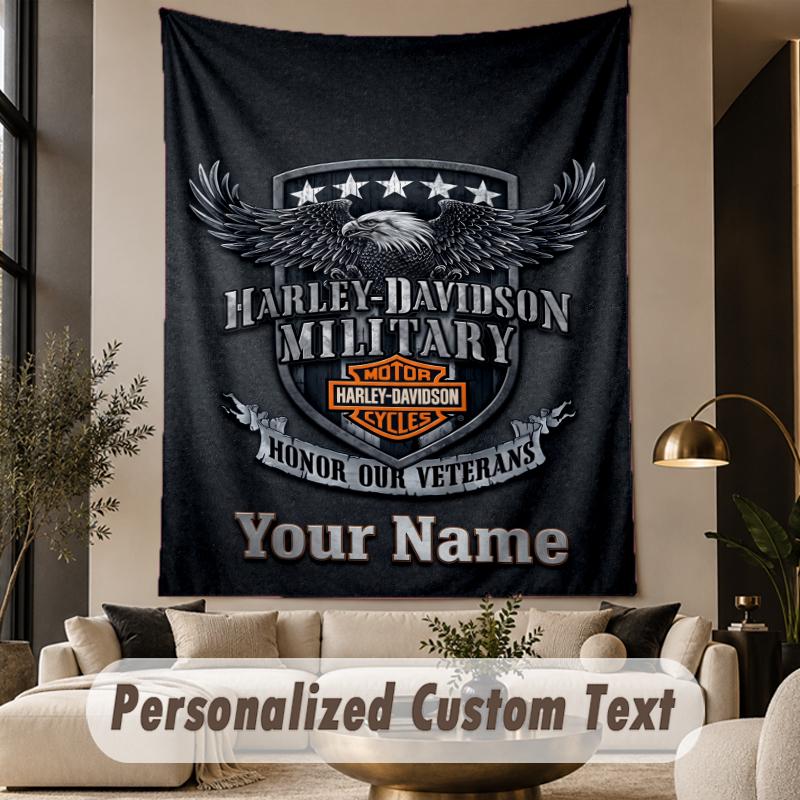 Custom Text Tapestry Harley-Davidson Print Wall Tapestry Indoor Living Room Wall Decor