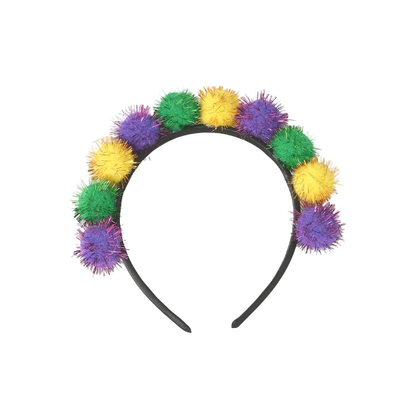 Holiday Decorative Headband With Pom-pom Hair Accessory And Glitter Pom-pom Headband