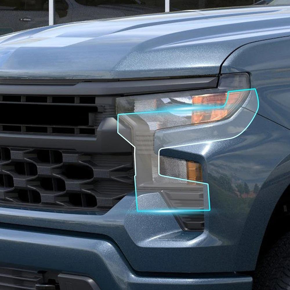 For Chevrolet Silverado 1500 2019-2024 Pre-cut PPF Headlight Protective Film TPURearview Mirror Transparent Scratch Resistant