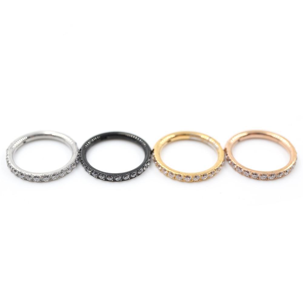 1pc Surgical Steel CZ Gem Ear Hoop Tragus Helix Cartilage Earring Septum Ring Clicker Nose Ring Body Piercing Jewelry