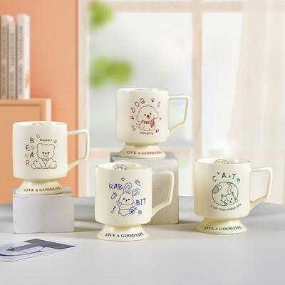 Ceramic Mug Home Office Water Cup Cream Coffee Cup High Foot Beer Mug Mug Gift Cartoon