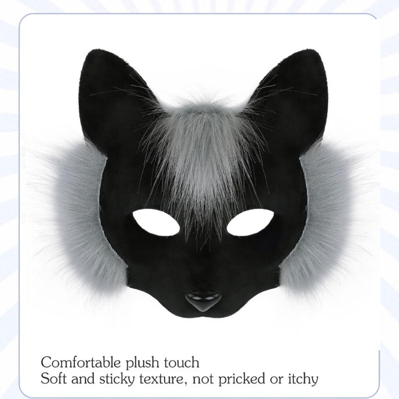 Half Face Foxes Mask Plastic Lightweight Comfortable Cosplay Costume Accessory For Halloween Party