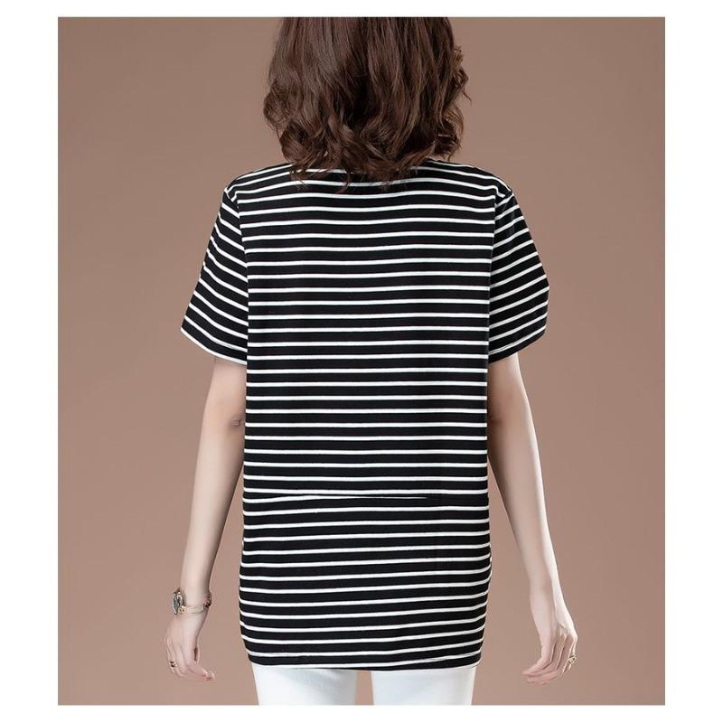 Striped Short-sleeved T-shirt for Women New Summer Top Stylish Half-sleeved T-shirt