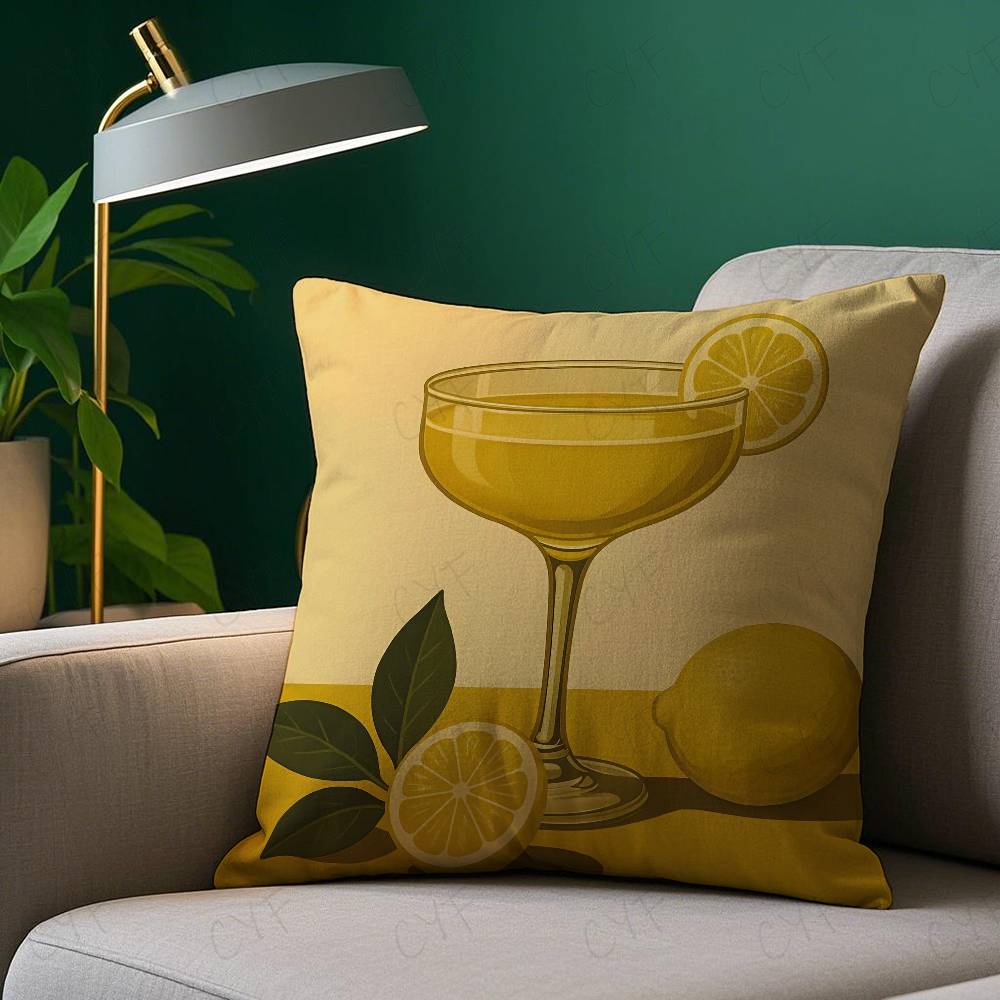 Anime Limoncello Cocktail Pillow Case Custom Printed Brushed Fleece Pillow, Baby Skin-Touch, Eco-Friendly Dye-Sublimation Cushio