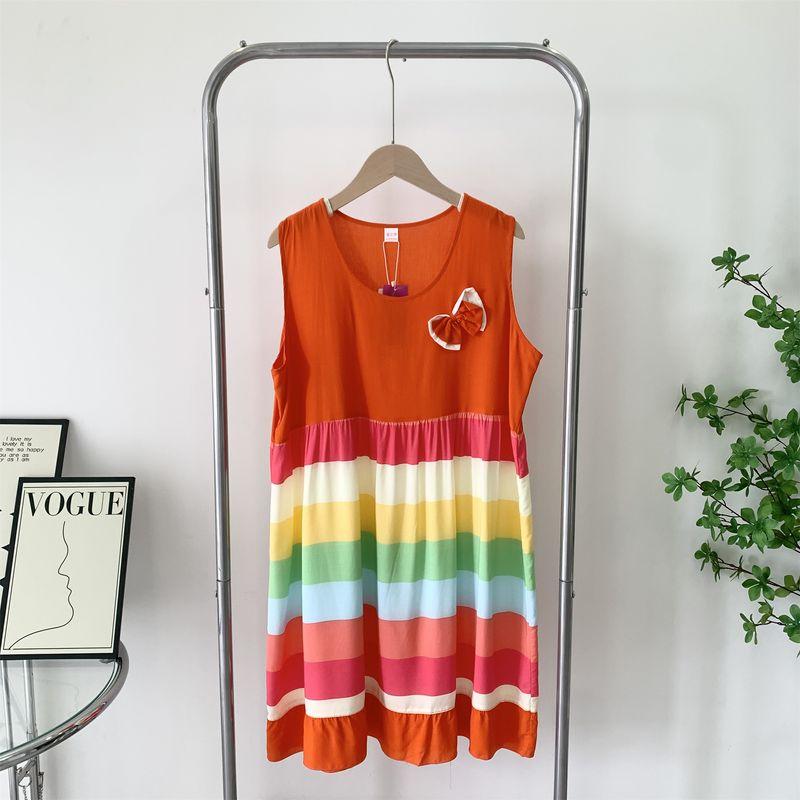 

Летнее хлопково-шелковое платье для беременных без рукавов, хлопково-шелковая ночная сорочка, платье большого размера, свободная студенческая пижама, домашняя одежда, широкая юбка Orange All yards