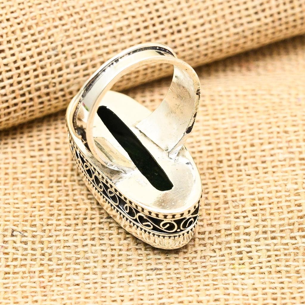 Kromdiopsid Ädelsten 925 Sterling Silver Handgjord Underbar Smyckesring