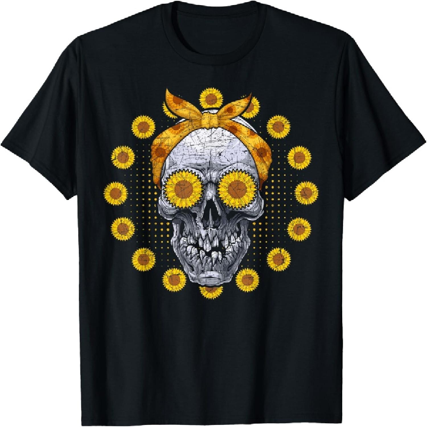 

Sunshine Florist Skull Yellow Flower Skeleton Sunflower T-Shirt for Men Women XXXXXL різнокольоровий
