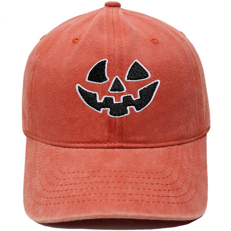 Halloween pumpkin grimace embroidered baseball cap European and American washed retro jack lamp holiday casual dad hat
