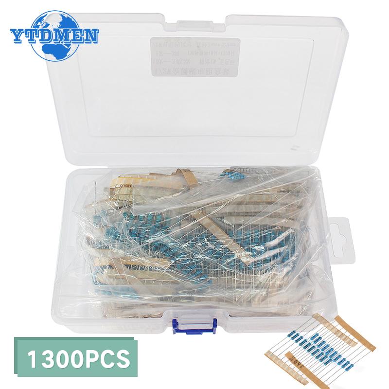 1300pcs 1/2W 0.5W Metal Film Resistor Assortment Kit 1% 1R~3M Ohm 130Values X10pcs Set of Resistors