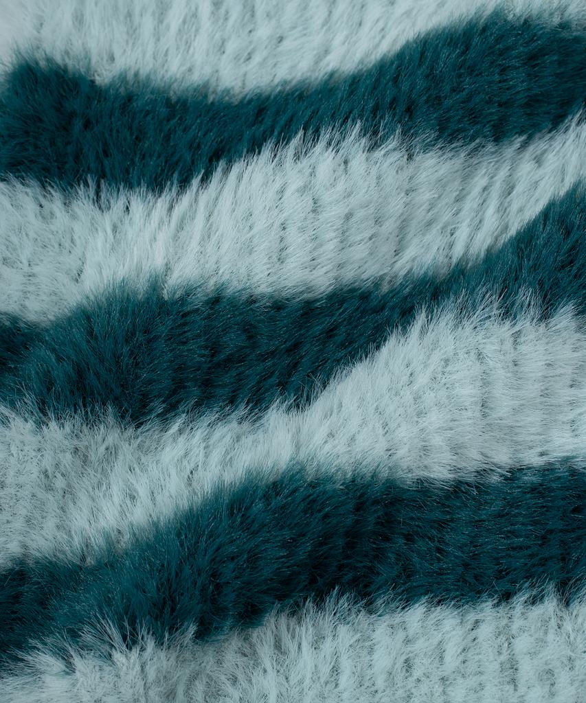FALLETT Hairy Knit Striped Balaclava Blue