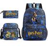 Large Capacity Schoolbag with Shoulder Strap; Student Three-piece Pencil Case Set