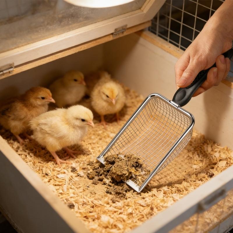 Heavy Duty Stainless Steel Chicken Manures Shovel for Easy Cleaning of Poultry Coops with Ergonomic Handle