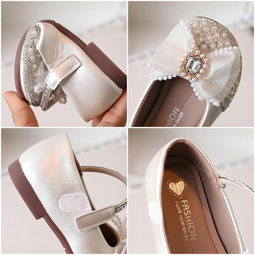 Autumn 2025 Sequined Bow Princess Shoes: Fashionable Leather Shoes for Girls