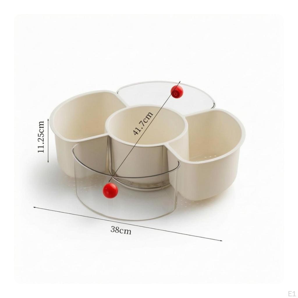 Verdeeld Serveerplateau met Roterende Basis 4-Vakken Fruit