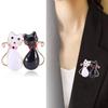 Cartoon Cute White And Black Couple Cat Brooch, Simple Fashion Accessory Pin