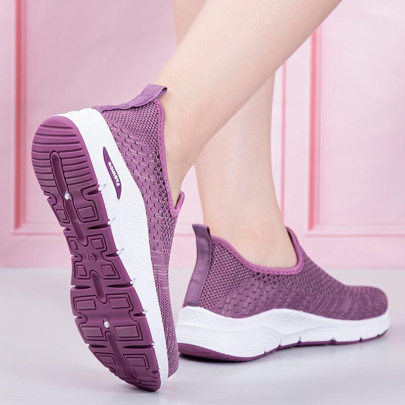 Mesh breathable women's shoes, new summer one-pedal, shallow mouth, medium and old non-slip soft-soled platform shoes, women's mesh shoes