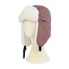 Lei Feng Hat Plaid Print Velvet Lining Buckle Closure Ear Protection Hat Windproof Cold Weather Outdoor Hat