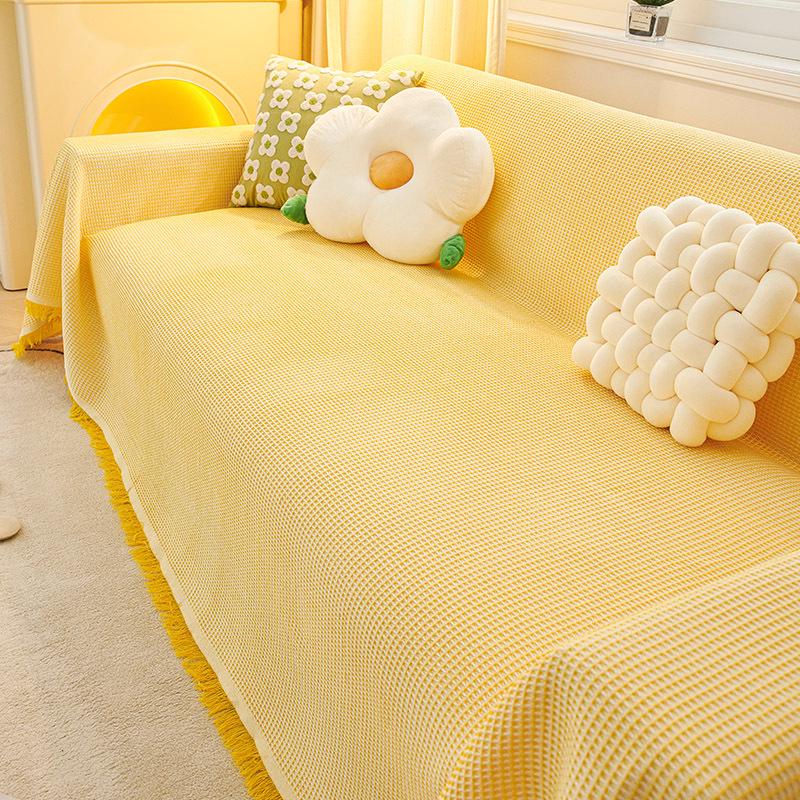 Nordic Style Dustproof Sofa Blanket - Single to Three-Seater, Four Seasons, Full Cover Cushion Towel