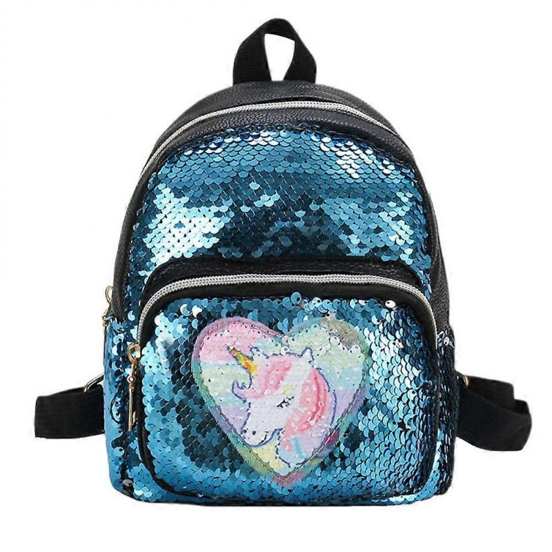 Children's Backpack Cartoon Unicorn Shape for Traveling Blue Color Change Feature 1Pcs