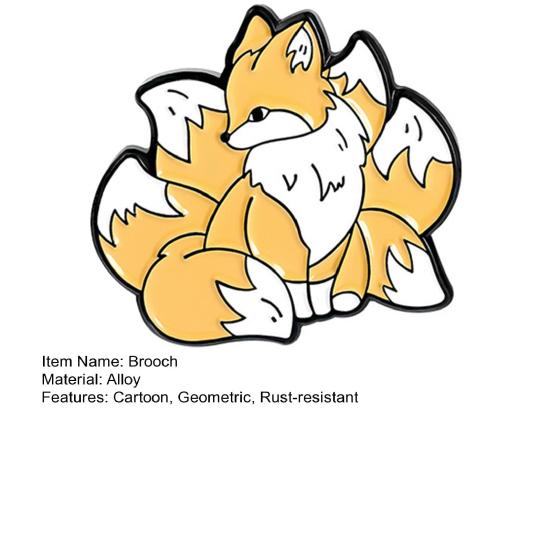 Attractive Cartoon Fine Workmanship Lapel Brooch Nine Tailed Fox Pin Clothing Accessories