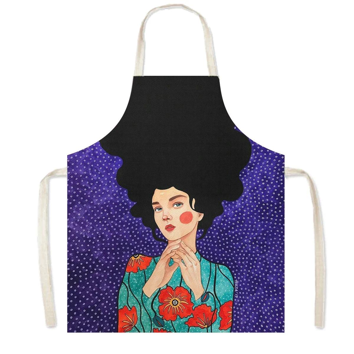 

Vintage Painting Art Girl Print Kitchen Apron Oil Painting Women Baking Household Cleaning Tools Waiter Chef Cooking Pinafore 38X47cm(15X19in)