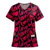 Women's Fashion Printed Short Sleeve V Neck Pattern Tops Pocket Working T-shirts