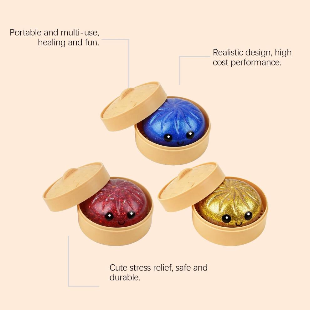 3PCS Colorful Dumpling Stress Balls Fidget Sensory Toy,Squeeze Dough Stress Relief Hand Toy,Bun