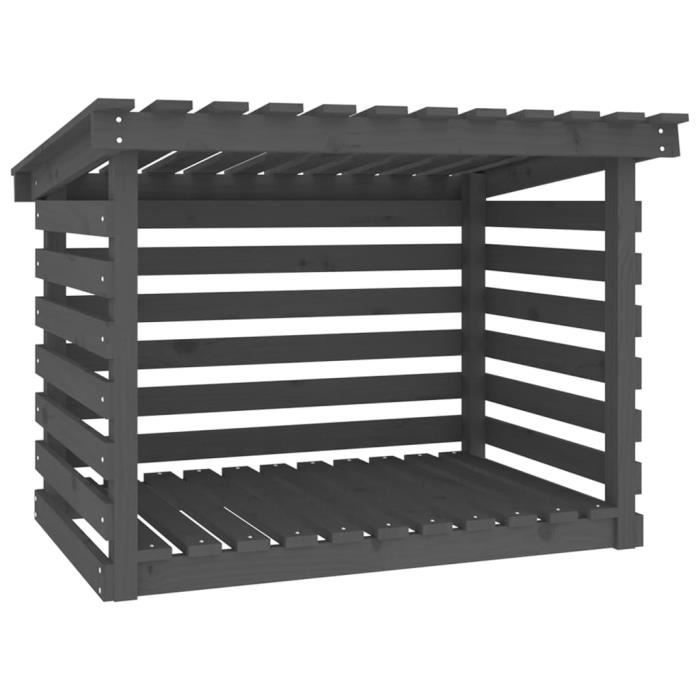 822229 vidaXL Support pour bois de chauffage Gris 108x73x79 cm Bois de pin