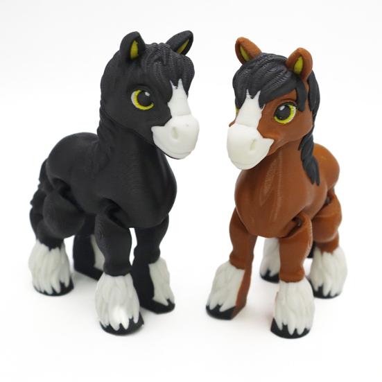 3D Printed Horse Figurine Movable Joints Pony Statue Stress Relief Fidget Toy Educational Animal Model Desktop Decoration Ornament