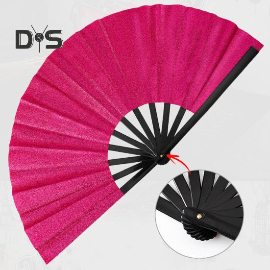 Glitzernder Kung-Fu-Faltfächer, Tanzperformance, Handventilator, tragbar, leicht, Sommer-Kühlventilator, Dekoration, Party-Zubehör