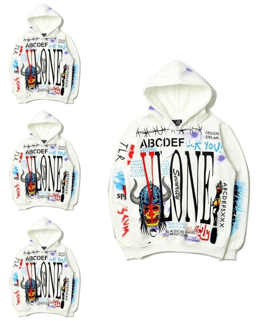 Cool 17aw Vlone Graffiti Sweats Hoodies Mens Baseball Coats Sweatshirt Jackets