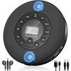 Portable Bluetooth CD Player with Built-in Speaker Stereo, Personal Walkman MP3 Player 2000mah Charging, USB, SAUX, Headphone Jack