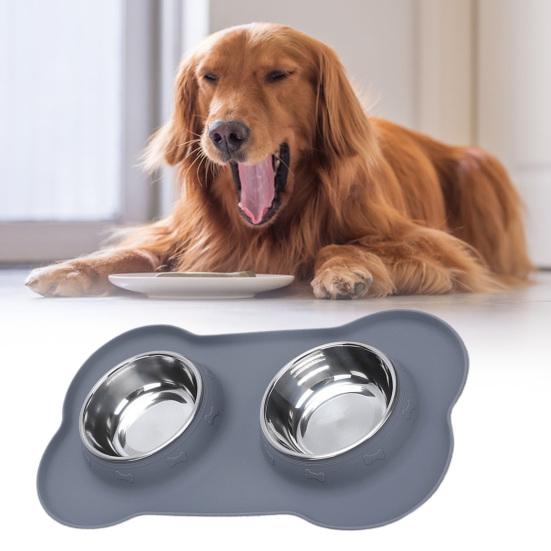 Miska dla zwierząt Wygodna Miska podwójna dla psa zapobiegająca rozlewaniu Mata silikonowa Łatwa do czyszczenia Miska na jedzenie i wodę dla kota Artykuł dla zwierząt