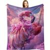 Cozy Flamingo Floral Print Flannel Throw Blanket - Soft, All-Season Knit with Digital Animal Design for Couch & TV, Hand Washabl
