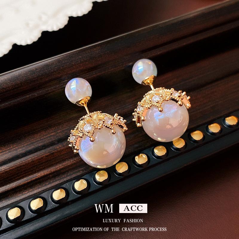 Medieval Vintage Silver Needle Earrings, Temperament Light Luxury Court Style Pearl Earrings Versatile High-end Retro Earrings