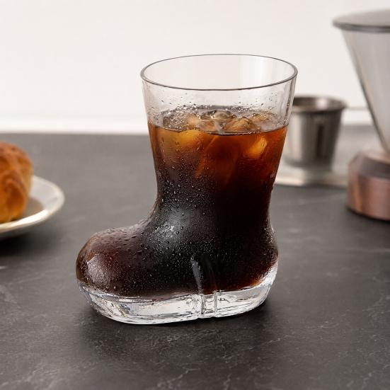 Creative Boot Shape Glass Cup, 300ml Novelty Boot Tumbler for Whiskey Beer Juice Coffee, Unique Home Bar Gift