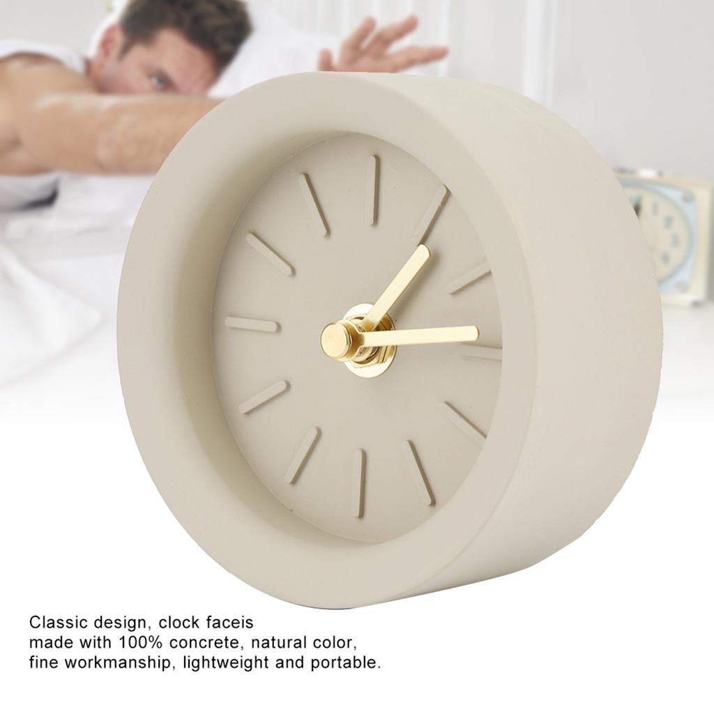 Cement Concrete Clock Silent Alarm Clock Quartz Table Clock (Battery Not Include)