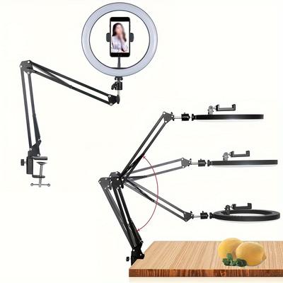 10 Inch Led Selfie Ring Light With Phone Holder Table Arm Stand Photography Lamp For Live Broadcast Streaming