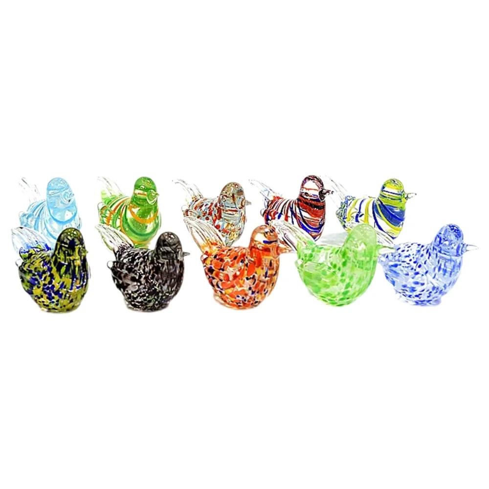 Handmade Murano Glass Bird Figurine Cute Mini Animal Statue Home Desktop Ornament Indoor Living Room Art Decor Craft Collectible