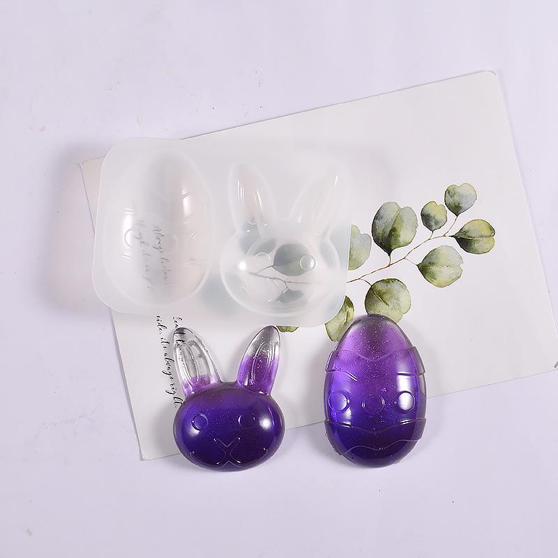 Poppy DIY Easter Bunny Silicone Mold for Resin Keychain Pendant Crafting