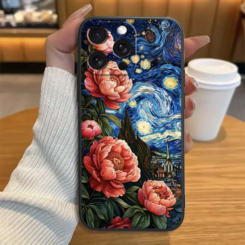 Creative landscape patterns Phone Case For Apple iPhone 17 16 16E 15 14 13 12 11 Pro Max Plus Black Soft Silicone