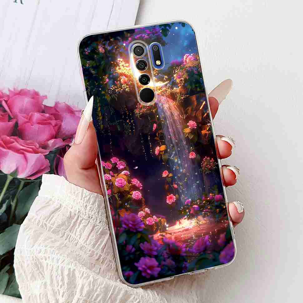For Xiaomi Redmi 9 9A Case M2004J19AG Luxury Pearl Flowers Soft Silicone TPU Cover For Redmi 9A M2006C3LG Phone Protective Case