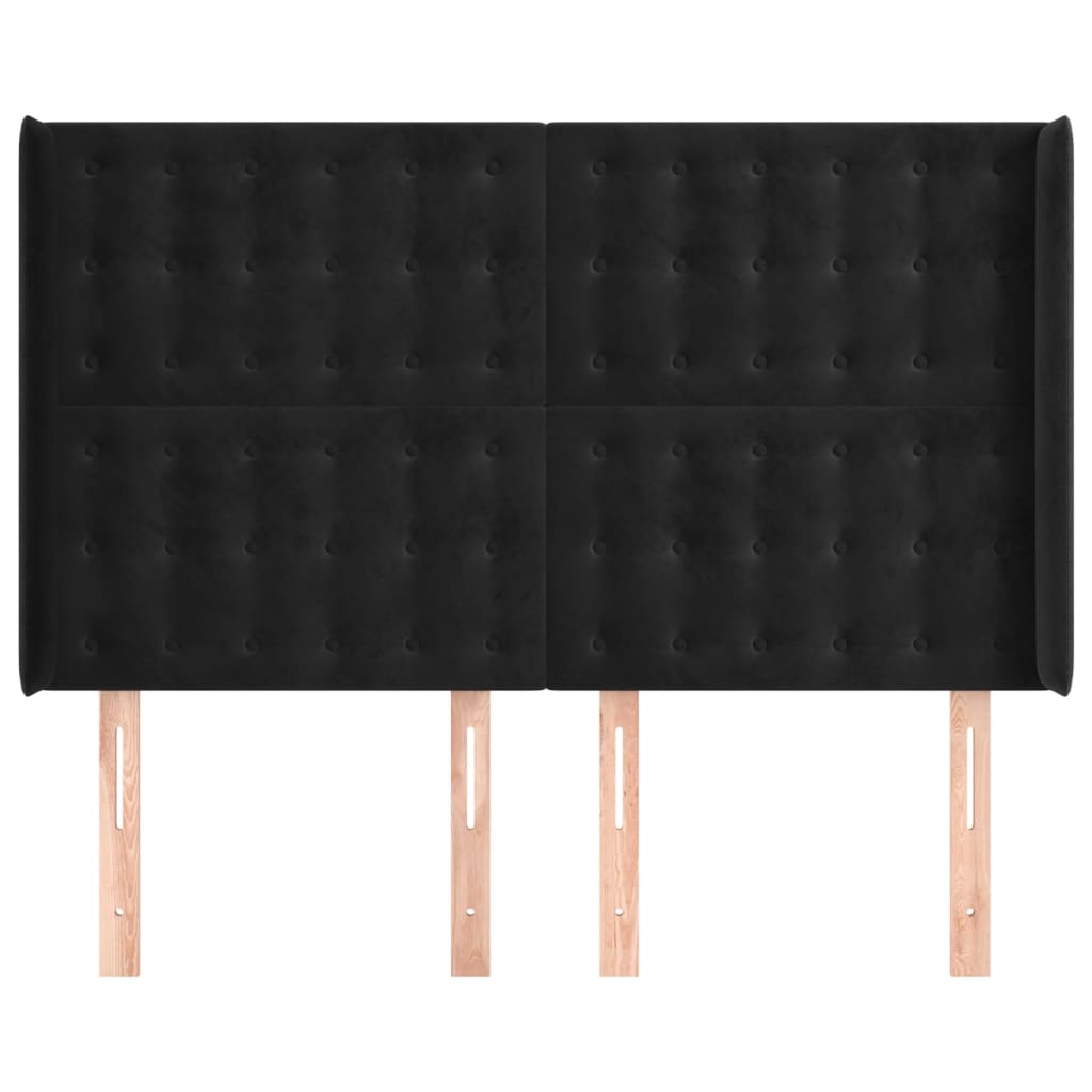 Vidaxl Wingback Headboard, Black, 147X16X118/128 Cm, Velvet