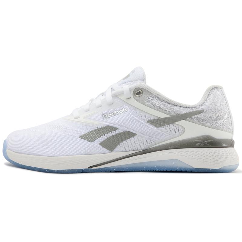 

Reebok Women s Nano X5 White Silver Metallic Women s Sneakers 100209371 38