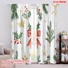 2pcs,2D Plane Printing Curtain Popular Christmas Bow Holly Berry Tree (2) 100% Polyester (without Rod) Art Deco Festive Perfect