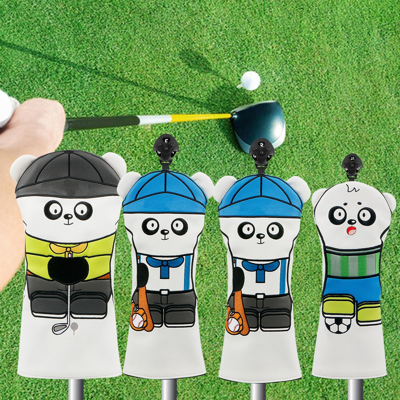 

4 Pack Golf Club Head Covers for Driver And Wood Protection Accessories White