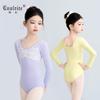 Girls Long Sleeve Lace Leotard Ballet Chinese Dance Kids Practice Outfit Sweet Princess Style