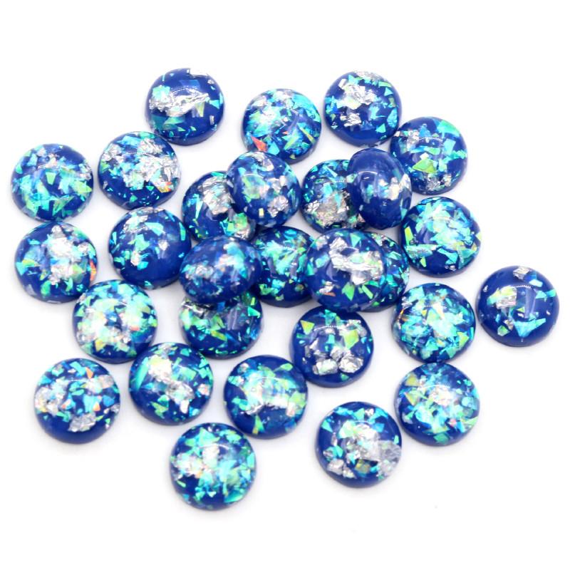 40 Stück 8mm 10mm 12mm Runde Eingebettete Metallfolie Flache Rückseite Harz Cabochons Kuppel DIY Ohrringe Schmuckherstellung Zubehör Fundstücke
